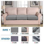 H.VERSAILTEX Super Stretch Couch Cushion Covers Sofa Cushion Slipcovers Jacquard Fabric Individual Seat Couch Slipcover Sets for Pets with Elastic Bottom(3 Packs Cushion Sofa Covers, Dove)