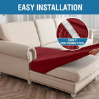 Couch Cover 4-Piece Elastic Velvet Couch Cushion Covers & Chaise Slipcovers for L-Shaped Sofas, Sofa Seat Covers Washable, Soft Cover for Couches (3 Seater + Chaise, Christmas Red)