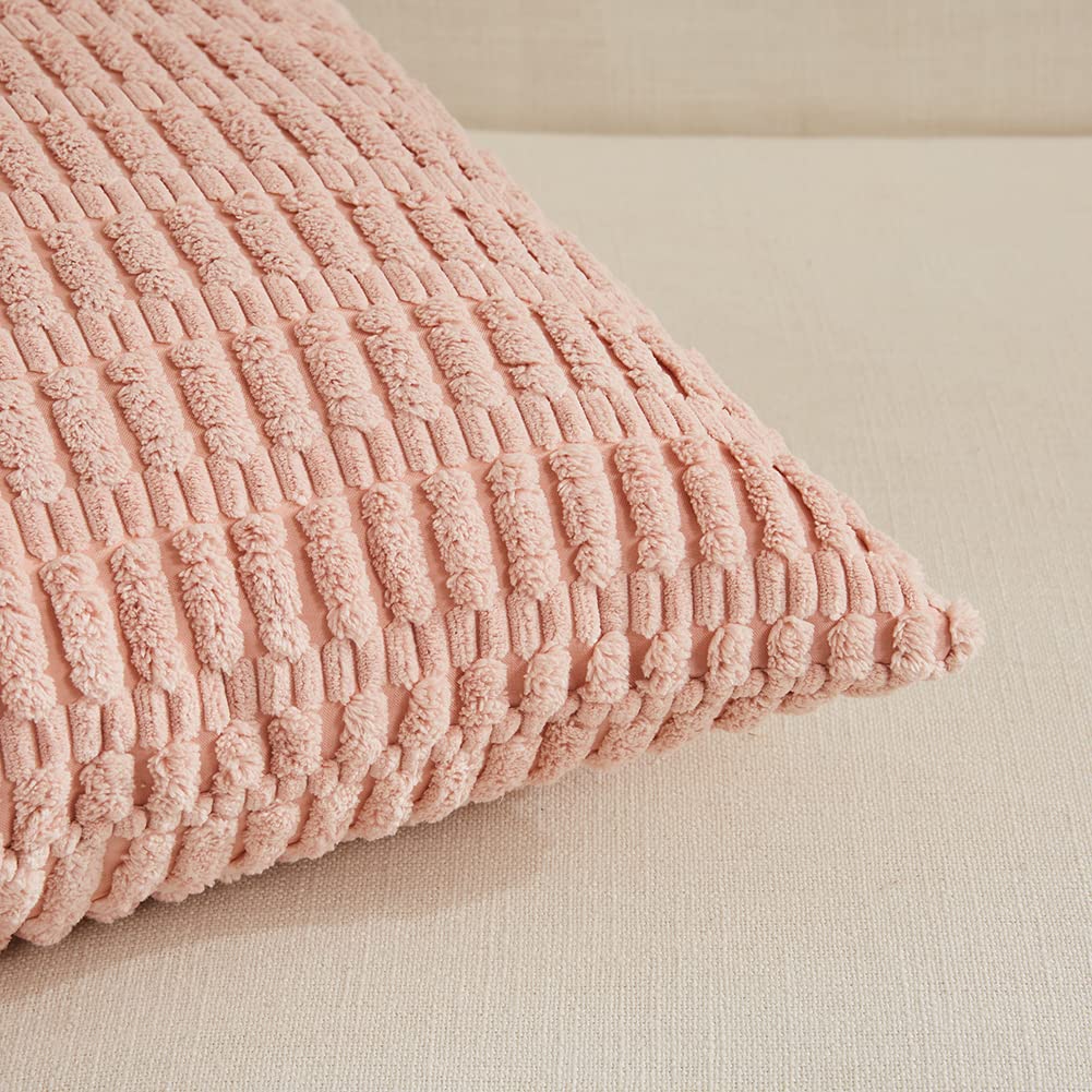 Fancy Homi 4 Packs Decorative Throw Pillow Covers for Living Room Couch Bed, Modern Farmhouse Boho Home Décor Accent Cushion Case, 18" x 18", Blush Pink