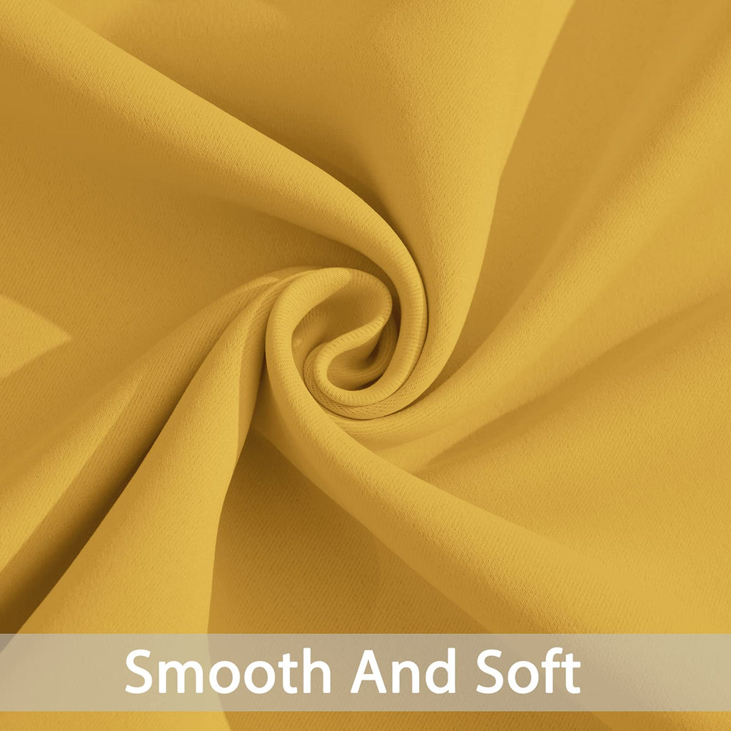 Yakamok Blackout Curtains 38x54 inch Mustard Yellow Thermal Drapes-Bedroom
