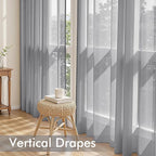MIULEE Dark Grey Sheer Curtains 84 Inches Long, 4 Panels Set, Rod Pocket Light Filtering Window Drapes for Bedroom and Living Room, Elegant Airy Fabric, 54 x 84 Inches