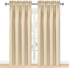DWCN Blackout Curtains Room Darkening Thermal Insulated Bedroom Curtains Window Curtain Panels, 42 x 84 inches Long, Set of 2 Beige Rod Pocket Drapes