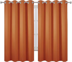 LEMOMO Orange Blackout Curtains 52 x 63 Inch Length/Set of 2 Curtain Panels/Thermal Insulated Room Darkening Blackout Curtains for Bedroom