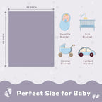 Yurhap Fleece Baby Blanket Heart Checkered Blanket, Ultra Soft Cozy Baby Blankets for Girls Boys, Fluffy Infant Toddler Newborn Receiving Blankets for Crib Stroller 30”×40” (Purple)
