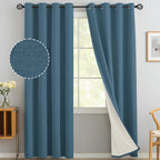 Yakamok Dusty Blue Linen Textured Curtains 96 Inches Long for Living Room