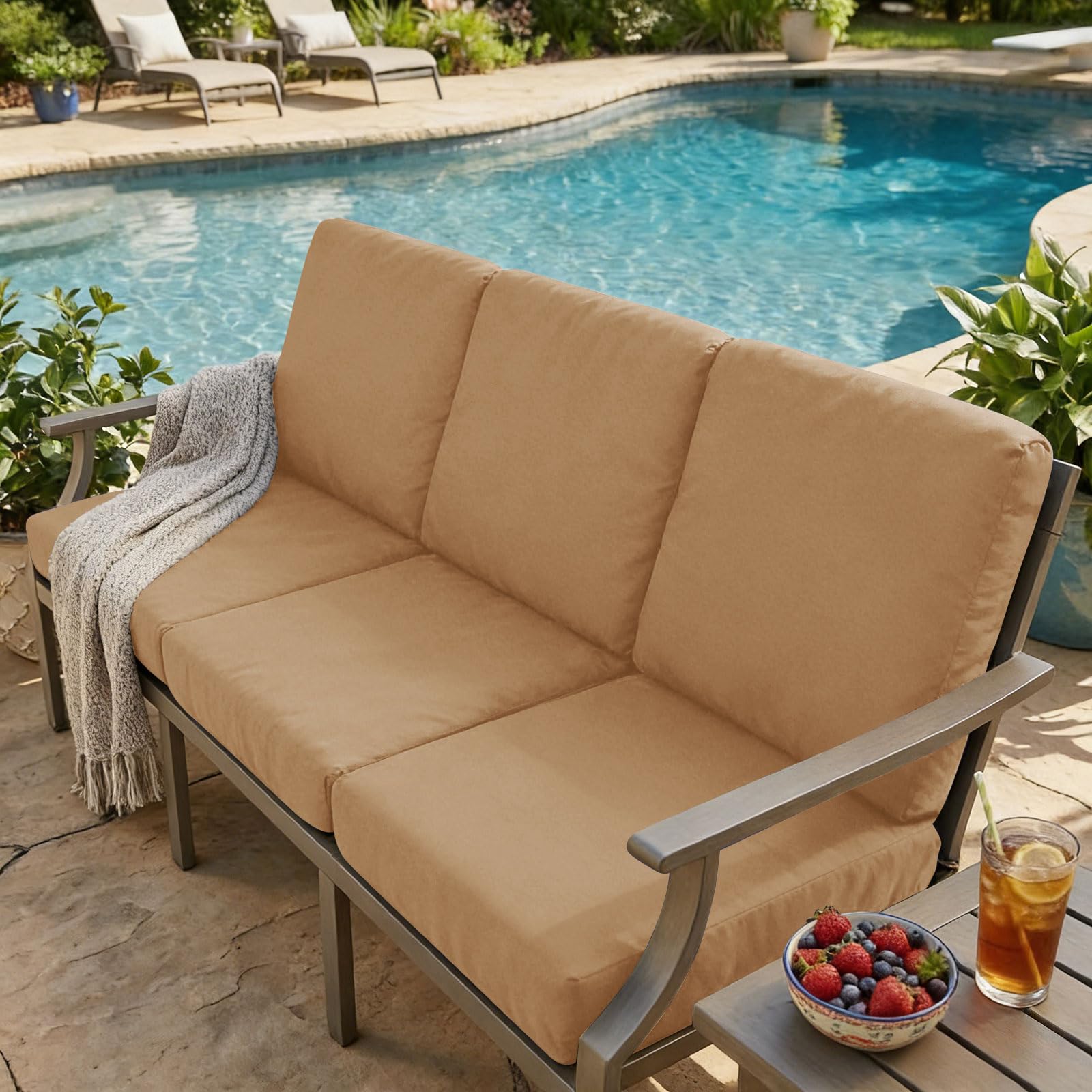 hyha Milk Silk Couch Cushion Covers, Sofa Covers for 3 Cushion Couch