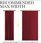 NICETOWN Christmas Patio Door Blackout Curtains, Noise Reducing Curtains and Drapes with Rod Pocket for Wide Window (62" Wide by 63" Long, Burgundy Red, 2 Panels)