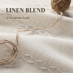 Boho 80% Blackout Curtains with Gray Liner 84 Inches Long 2 Panels Set, Beige Linen Blend Drapes with Tassels and Cotton Embroidered for Living Room Bedroom