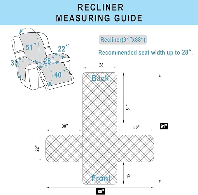 Recliner Chair Covers Reversible Sofa Cover Couch Cover for Pets Lazy Boy Furniture Protector(28''Recliner,Dark Grey/Dark Grey)