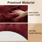 duduta Burgundy Faux Sheepskin Rug 2x3 ft, Fluffy Fur Seat Chair Covers