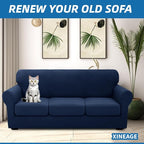 XINEAGE 2026 New 4 Pieces Couch Covers for 3 Cushion Couch Super Stretch Thick Soft Sofa Cover Anti Slip Sofa Slipcover Dogs Cats Furniture Protector (Navy Blue, 71"-91")
