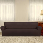 PureFit Super Stretch 4 Seater Sofa Slipcover – Spandex Non Slip Soft Couch Sofa Cover, Washable Furniture Protector with Non Skid Foam and Elastic Bottom for Kids, Pets （XX Large, Chocolate）