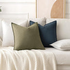 MIULEE Decorative Linen Pillow Covers 20x20 Inch Cream White Boho Farmhouse Neutral Couch Throw Pillows for Bed Pack of 2 Accent Modern Pillowcase Sofa Livingroom Home Decor