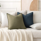 MIULEE Decorative Linen Euro Sham Pillow Covers 26x26 Deep Blue