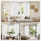 Joydeco Curtains 84 Inches Long 2 Panels Set, Thermal Insulated Long Curtains& Drapes 2 Burg, Room Darkening Drapes for Bedroom Living Room Window (Pure White, W52 x L84 Inch)