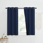 NICETOWN 100% Blackout Curtain Set, Thermal Insulated & Energy Efficiency Window Draperies for Guest Room, Full Shading Panels for Shift Worker and Light Sleepers, Navy Blue, 37W x 50L, 2 PCs