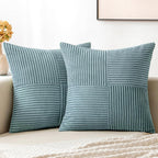 MIULEE Slate Blue Decorative Throw Pillow Covers for Couch 18x18 Inch