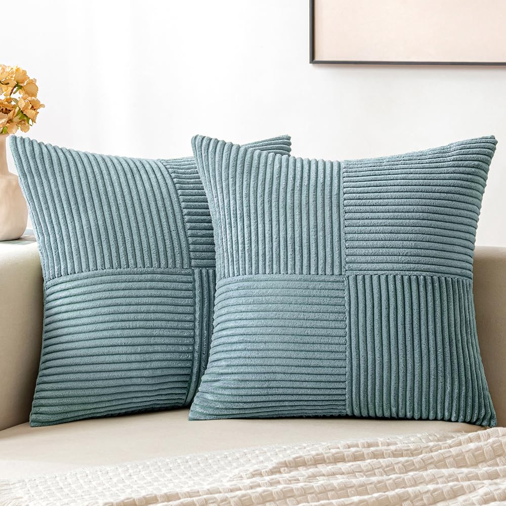 MIULEE Slate Blue Decorative Throw Pillow Covers for Couch 18x18 Inch