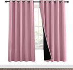 NICETOWN Crystal Pink Full Shade Curtain Panels, Pair of Energy Smart & Noise Blocking Out Blackout Drapes for Dining Room Window, Thermal Insulated Guest Room Lined Window Dressing(62 x 72 inch)