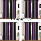 Yakamok Blackout Ombre Purple and Black Curtains for Bedroom, Gradient Room Darkening Curtains, Grommet Thermal Insulated Light Blocking Window Drapes/Curtain for Living Room,52 x 72 Inch,2 Panels