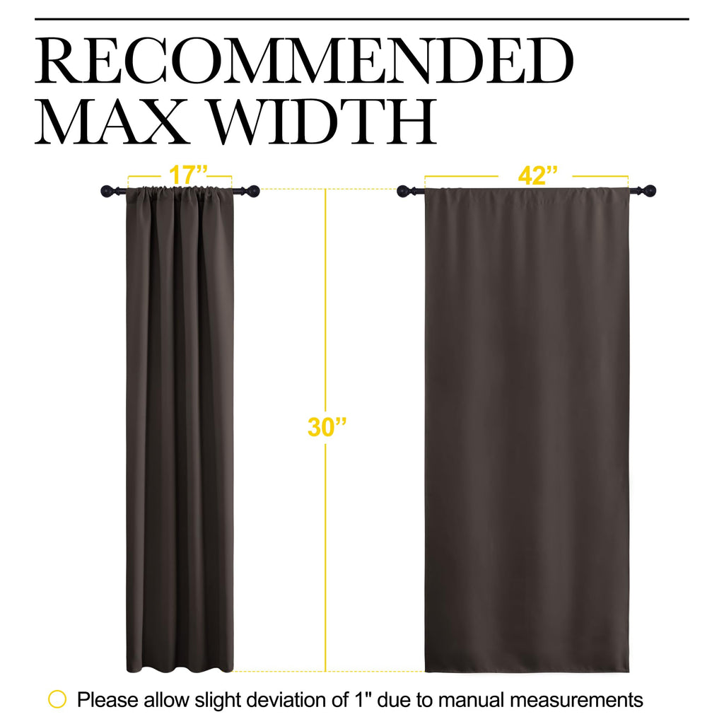 NICETOWN 2 Panels Blackout Curtains, Rod Pocket Thermal Insulated Drapes for Kitchen, Heavy Duty Small Window Treatment for Dorm Room, Studio Apartment, Basement (Toffee Brown, W42 x L30)