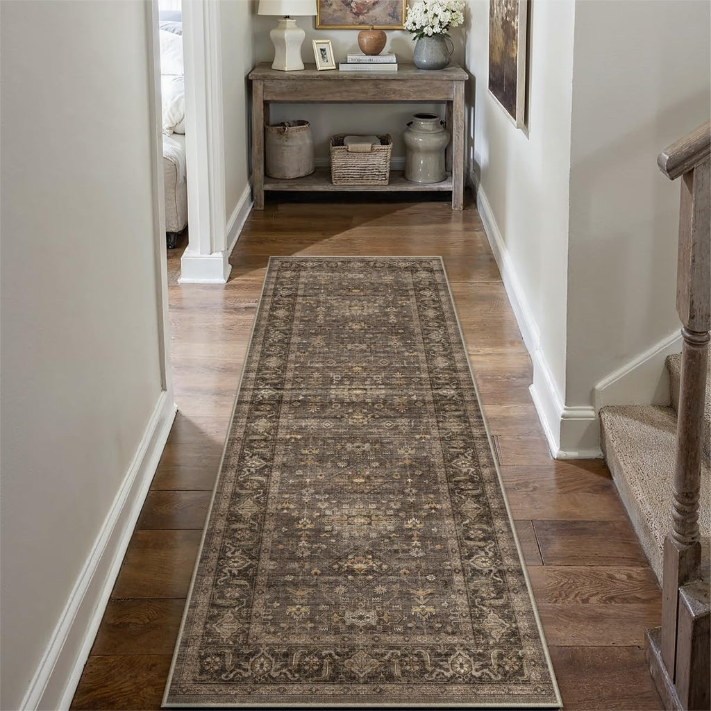 WondRg 2x12 Dark Brown Vintage Runner Rug