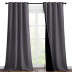 NICETOWN 100% Blackout Blinds, Set of 2, 46" x 102", Laundry Room Decor Window Treatment Curtains for Large Patio Sliding Door, Thermal Insulated Grey Curtains for Bedroom