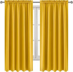 DWCN Blackout Curtains for Bedroom – Rod Pocket Thermal Insulated Noise Reducing Noise Reducing Drapes for Living Room, W 60 x L 63 Inch, 2 Panels, Yellow