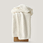 EVERGRACEHOME Chunky Chenille Knit Throw Blanket for Couch, Soft Luxurious Moss Stitch Blankets for Bed, Cozy Decorative Farmhouse Knitted Throws for Sofa, Bright White, 60" x 80"