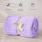 BEDELITE Fleece Blanket Twin Size – 3D Ribbed Jacquard Soft and Warm Decorative Fuzzy Blankets – Cozy, Fluffy, Plush Lightweight Throw Blankets for Couch, Bed, Sofa(Pastel Lilac, 60x80 inches)