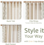 jinchan Belrose 4 Panel Curtains Set 84 Inch Length Floral Curtains Sage Green Embroidered Drapes Farmhouse Flower Patterned Drapes for Living Room Bedroom Window Treatments Set of 4