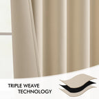 MIULEE Cream Beige Back Tab Blackout Curtains 52x92 Inch Long 2 Panels Set