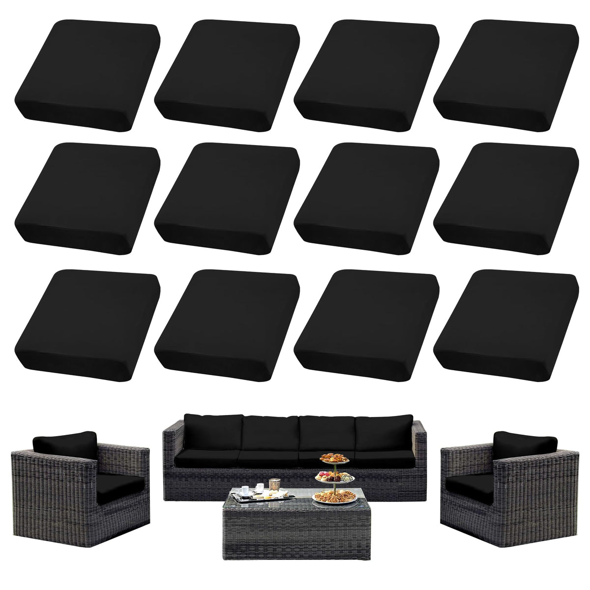SUKAIKEQA 8PCS Patio Cushion Covers.Patio Furniture Couch SeatSlipcovers