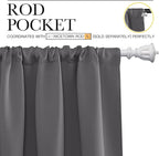NICETOWN Short Curtains, Grey Window Curtains for Bedroom, Home Decoration Thermal Insulated Rod Pocket Blackout Blinds & Drapes for Small Windows (Gray, 2 Panels, W29 x L20 -Inch)
