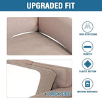 H.VERSAILTEX Super Stretch Individual Seat Cushion Covers Sofa Covers Couch Cushion Covers Slipcover Sets Thick Jacquard Textured Twill Fabric (1 Piece Loveseat Cushion Cover, Sand)