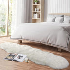 Faux Fur Rug for Bedroom, Fluffy Runner Rugs Soft Sheepskin Rug Sofa Couch Seat Cushion, 2x6ft White Plush Area Rug Shag Rugs Floor Carpets for Nursery Bedside, Cute Shaggy Fuzzy Home Decor