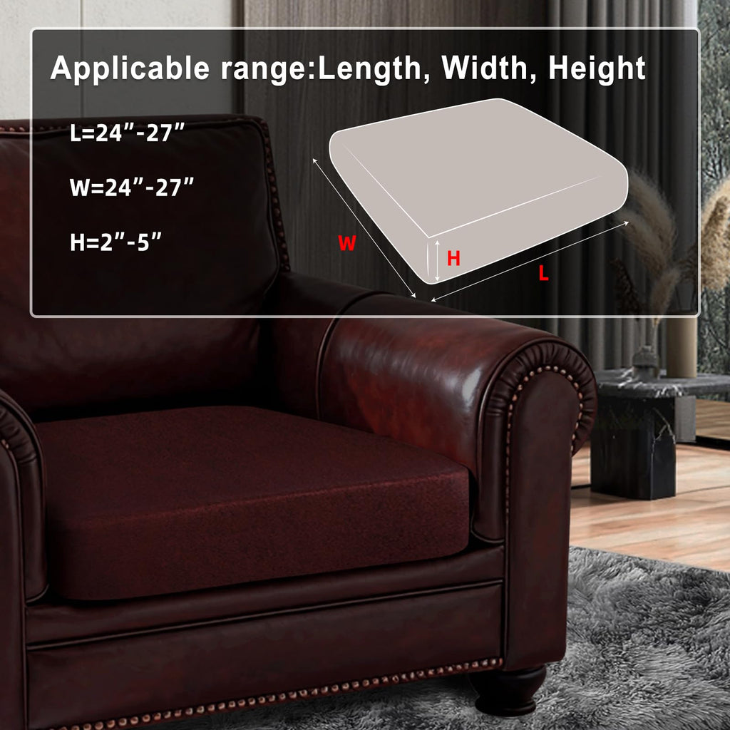 ANARACHON Leather Look Couch Cushion Covers Sofa Seat Slipcovers Sets Couches Furniture Protector for Sectional Armchair Loveseat Pets Kids Stretch Spandex Fabric (1 Cushion Armchair, Burgundy)