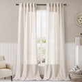 Beige Flax Linen Curtains 84 inches Long for Living Room 2 Panel Tan Burlap Textured Linen Drapes Semi Sheer Privacy Window Curtain Vintage Country Rustic Farmhouse Curtain for Dinning Room