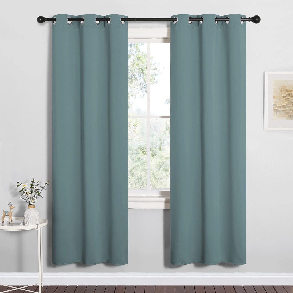NICETOWN Modern Blackout Curtains Noise Reducing for Bedroom, Thermal Insulated and Privacy Room Darkening Drape Panels for Boy's Guest Room Door Window (Greyish Blue, 2 Panels, W34 x L72 -Inch)