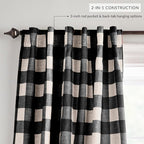 Elrene Home Fashions Farmhouse Living Grainger Buffalo-Check Blackout Window Curtain, Living Room and Bedroom Drape with Rod Pocket Tabs, 52" x 84", Black, 1 Panel