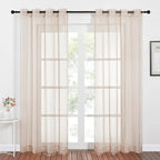 NICETOWN Taupe Sheer Curtains 96 inches Long, Grommet Voile Textured Airy Sheer Window Treatments Elegant & Chic for Bedroom/Living Room, W54 x L96, 2 Panels