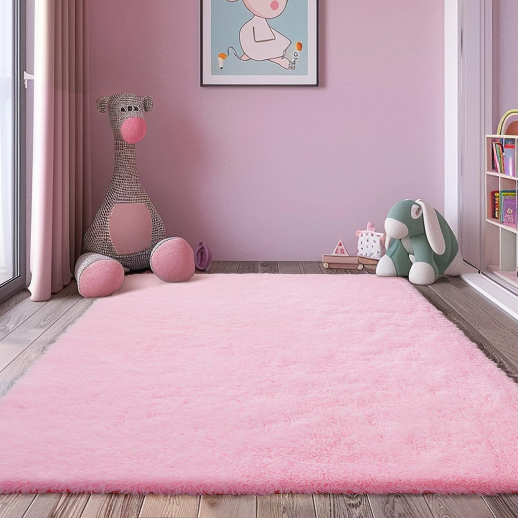 yulidayang 5x8 Shag Area Rug for Bedroom,Pink Fluffy Rugs for Living Room