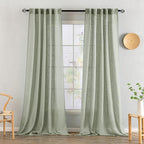 MIULEE Sage Linen Curtains 90 Inch Length 2 Panels for Bedroom Living Room,Green Soft Thick Linen Textured Window Drapes Semi Sheer Light Filtering Back Tab Rod Pocket Burlap Look Decor