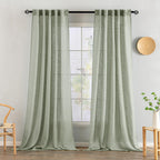 MIULEE Sage Linen Curtains 52x96 Inch Long for Bedroom Living Room Green