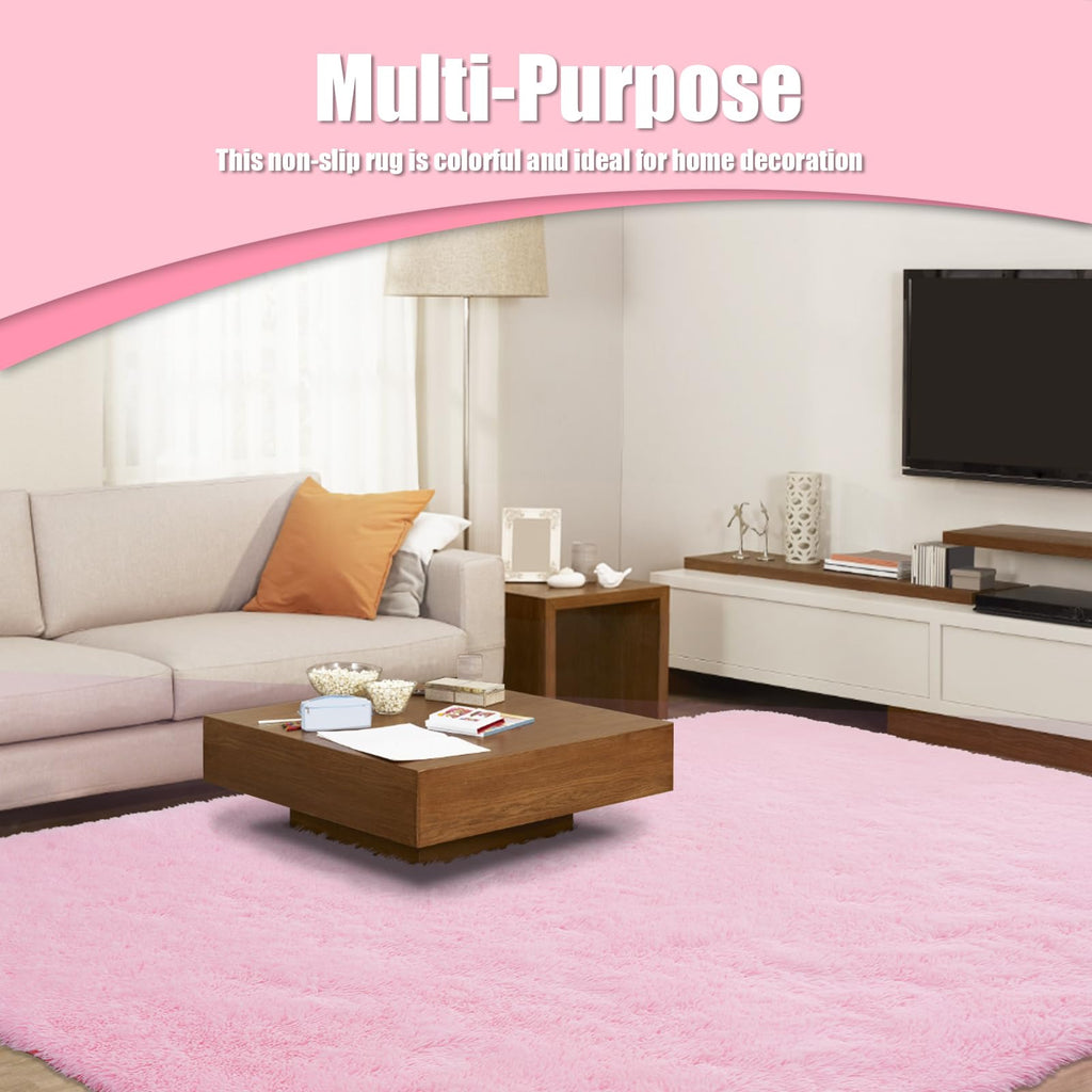 Ultra Soft Fluffy Area Rugs for Bedroom Living Room,10x14,Pink Rug