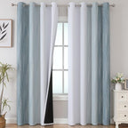 Estelar Textiler Stone Blue and Greyish White Blackout Curtains 96 Inches Long,Full Room Darkening Grommet Curtains for Bedroom,Thermal Insulated Ombre Blackout Drapes for Living Room,52Wx96L,2 Panels