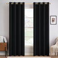 MIULEE 100% Blackout Linen Curtains for Bedroom 52x84 Inches Black