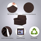 H.VERSAILTEX 2-Pieces Chair Cover Slipcover Furniture Protector Armchair Cover Couch Covers Fit Chair Width Up to 47 Inch, Jacquard Spandex Slipcover Skid Resistance (Chair, Brown)