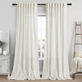 Nanspring Extra Long Curtains 2 Panels 104 Inches Long for Dinning Room Cream Back Tab Rod Pocket Light Filtering Semi Sheer Drapes Cotton Linen Textured Window Curtain for Bedroom 52x104