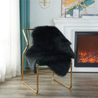 EasyJoy Ultra Soft Fluffy Shaggy Area Rug Faux Fur Rug Chair Cover Seat Pad Fuzzy Area Rug for Bedroom Floor Sofa Living Room (2 x 3 ft Sheepskin, Black)